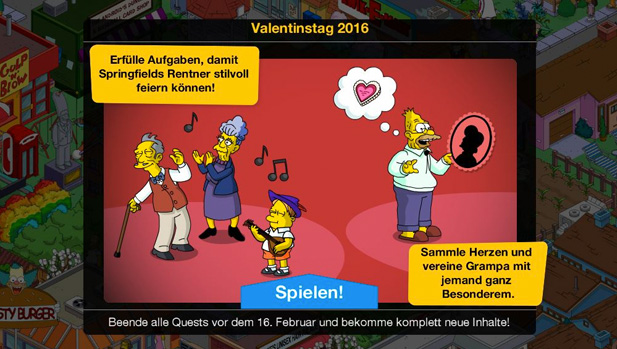 Die Simpsons Springfield Valentinstag 2016 Update ist da!